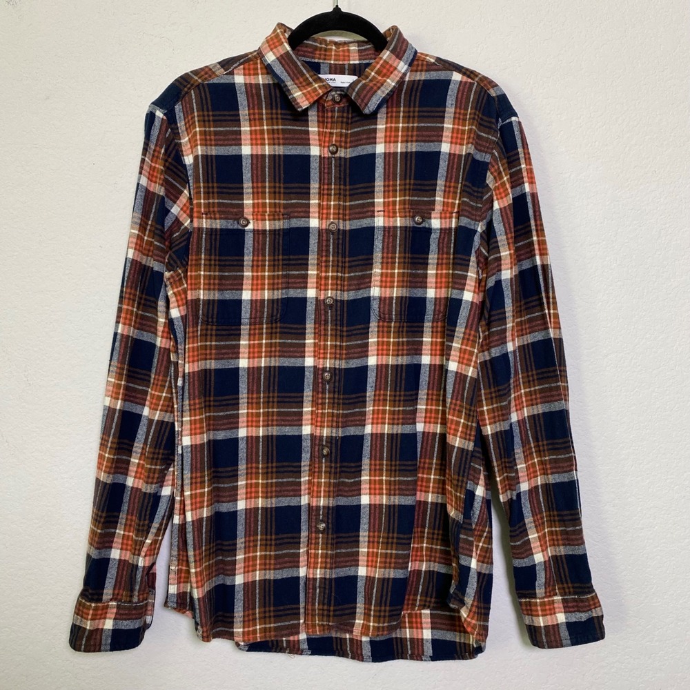 Sonoma Goods For Life Mens Flannel Shirt Size L Long Sleeve Plaid Casual Outdoor